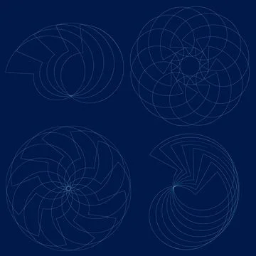 Vector set art deco ornaments line frames, abstract patterns, ornament borders. Stock Illustration