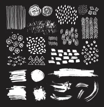 Vector set of artistic textures and hand drawn brush strokes Stock Illustration