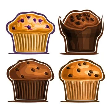 Vector Set of assorted Muffins Stock Illustration