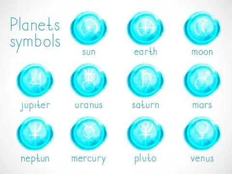 Vector set of astrological planets symbols Stock Illustration