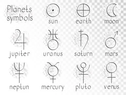 Vector set of astrological planets symbols. Stock Illustration