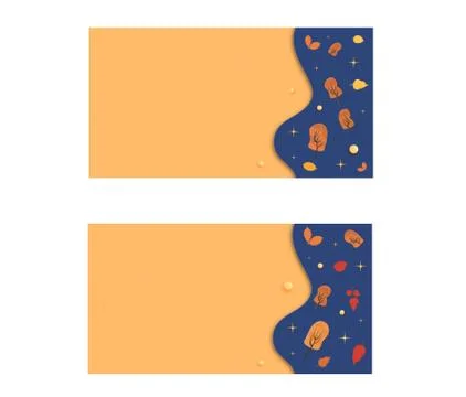 Vector set of autumn backrounds with trees and leaves and empty space for tex Stock Illustration