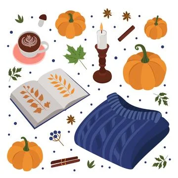 Vector set of autumn icons. Illustrazione stock