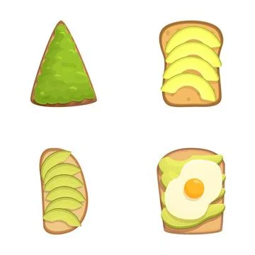 Vector set of avocado toast in various styles, perfect for foodrelated designs イラスト素材