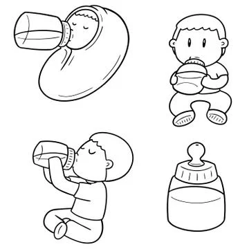 Vector set of baby bottle Stock Illustration