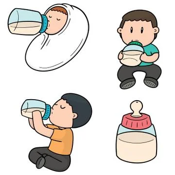 Vector set of baby bottle Illustrazione stock