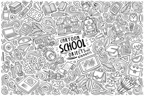 Vector set of Back to School items, objects and symbols Stock Illustration