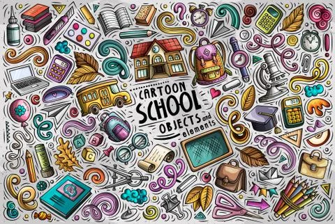 Vector set of Back to School items, objects and symbols Stock Illustration