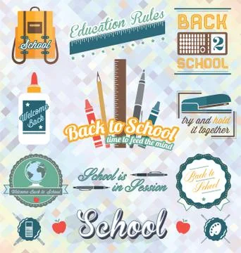 Vector Set: Back to School Labels and Icons Stock Illustration
