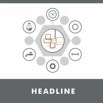 Vector set background of flat water pipeline Stock Illustration