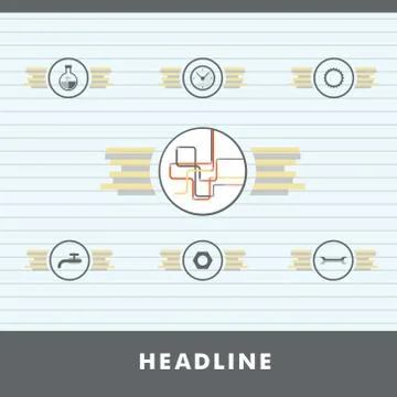 Vector set background of flat water pipeline Stock Illustration