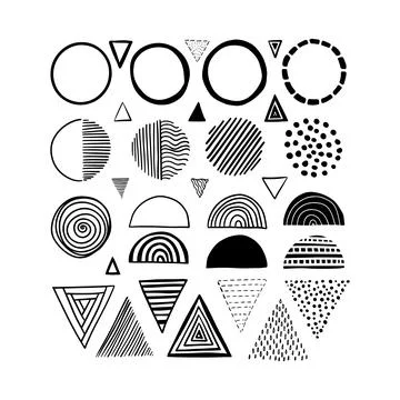 Vector set background. Geometry group batik graphic. Circle, triangle. Hand Illustrazione stock
