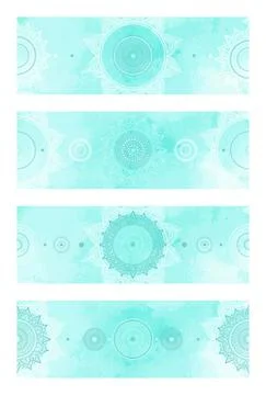Vector set of background with Mandala and ethnic oriental patterns. Illustrazione stock
