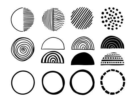 Vector set background. Round geometry group batik graphic. Hand drawn circle Stock Illustration
