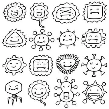 Vector set of bacteria and virus Stock Illustration