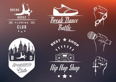 Vector Set of Badges, Logos and Sign Break Dance Stock Illustration