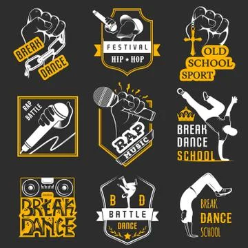 Vector Set of Badges, Logos and Sign Break Dance Stock Illustration