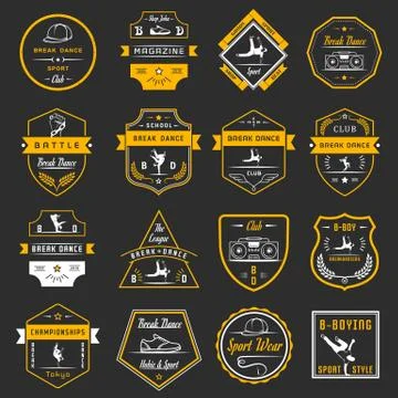 Vector Set of Badges, Logos and Sign Break Dance イラスト素材