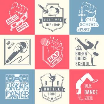 Vector Set of Badges, Logos and Sign Break Dance Stock Illustration