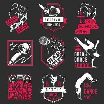 Vector Set of Badges, Logos and Sign Break Dance Stock Illustration
