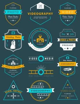 Vector set of badges Photography and Videography Stock Illustration