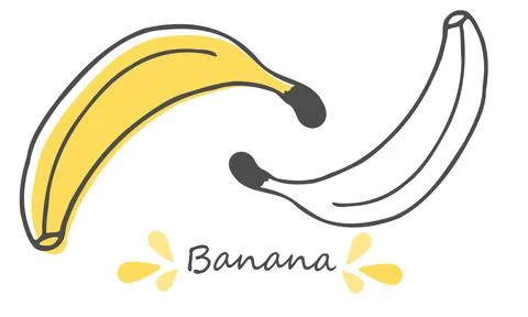 Vector set banana. Hand-drawn design. Fruits on white background Stock Illustration