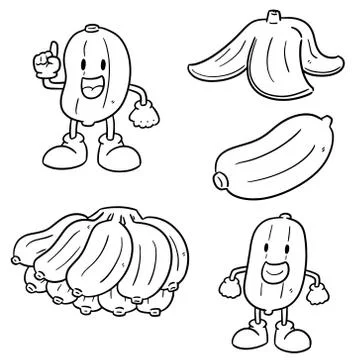 Vector set of banana Stock Illustration