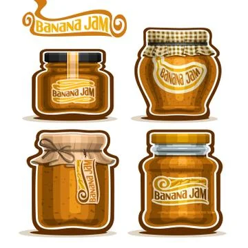 Vector set of Banana Jam Stock Illustration
