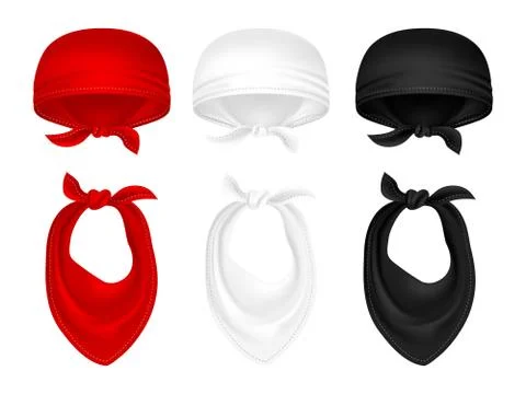Vector set of bandanas and neck scarves isolated on white background Stock Illustration