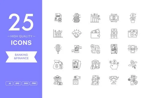Vector set of Banking And Finance icons Stock Illustration