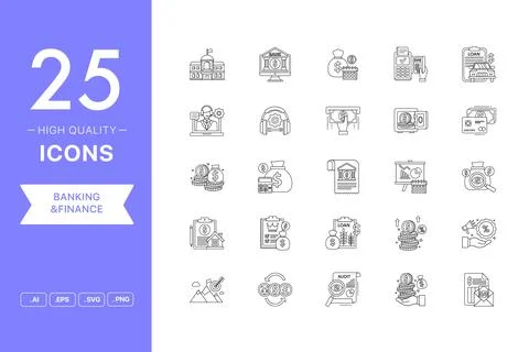 Vector set of Banking And Finance icons Stock Illustration