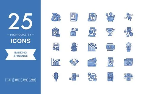 Vector set of Banking And Finance icons Stock Illustration