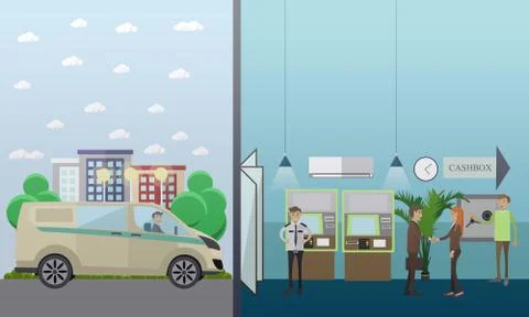 Vector set of banking concept design elements in flat style Illustrazione stock