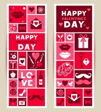 Vector set banners of Valentines Day. Stock Illustration