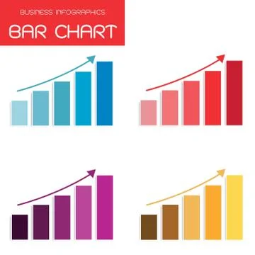 Vector Set of Bar Chart Infographics Background 스톡 일러스트