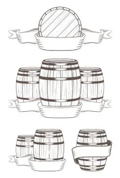Vector Set Barrels with Labels. Illustrazione stock gratuita