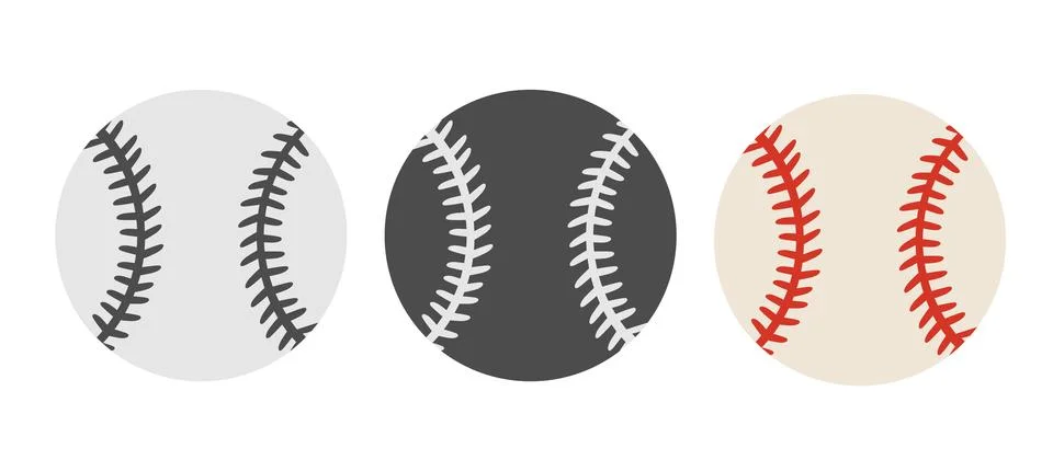 Vector set of baseball balls in retro flat style. Vector illustration of ba.. Stock Illustration