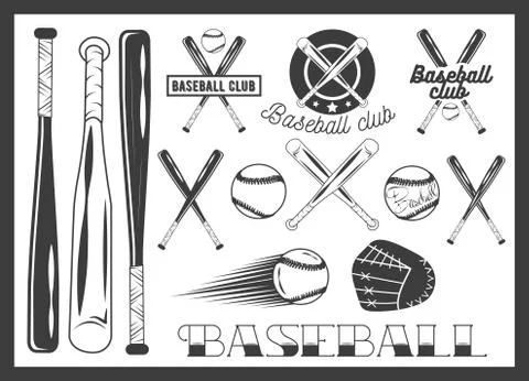 Vector set of baseball club emblem, label, badges, logo and design elements イラスト素材