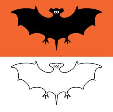 Vector set of bat symbols, scary vampires of wildlife concept Stock Illustration