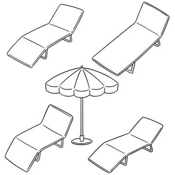Vector set of beach bed Stock Illustration