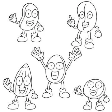 Vector set of beans cartoon Stock Illustration