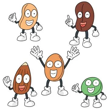 Vector set of beans cartoon Stock Illustration