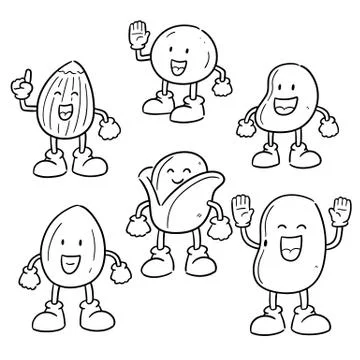Vector set of beans cartoon Stock Illustration