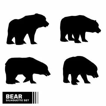 Vector set of bear character silhouettes Stock Illustration