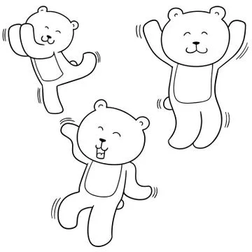 Vector set of bear dancing Stock Illustration