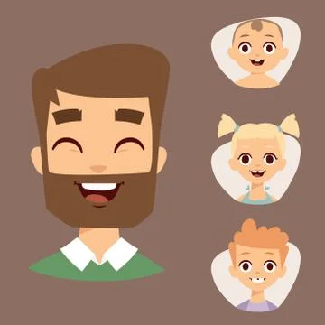 Vector set beautiful emoticons face of people smiling avatars happy characters Illustrazione stock