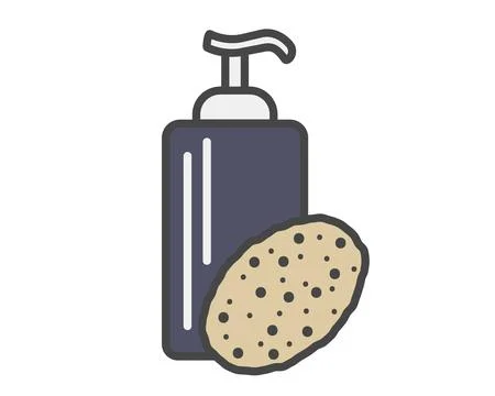 Vector set of beauty, cosmetics and care color icons. Bottle, jar, shower gel Stock Illustration