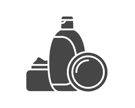 Vector set of beauty, cosmetics and care black icons. Bottle, jar, shower gel Stock Illustration