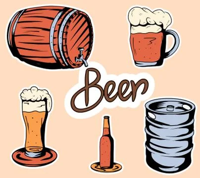 Vector set of beer. Stock Illustration