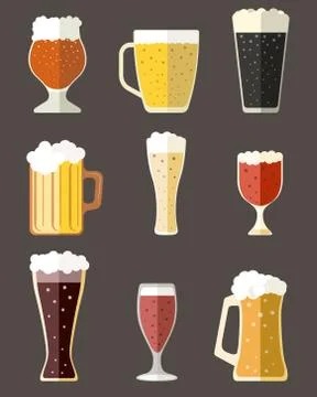 Vector set of beer mugs icons Illustrazione stock